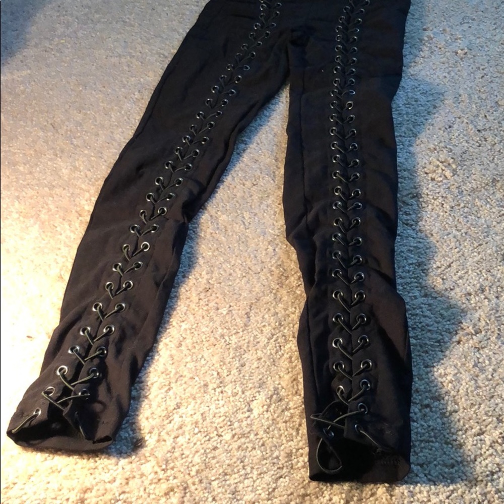 laced up leg jumpsuit